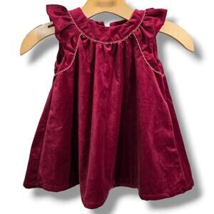 Heirlooms by Polly Flinders Girls 4T Cranberry Velvet Holiday Dress Gold Trim